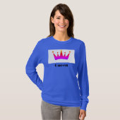Queen Custom Tekst Kroon Afbeelding Deep Royal Lon T-shirt (Voorkant volledig)