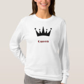 Queen Custom Tekst Kroon Afbeelding Wit Lange Mouw T-shirt (Voorkant)