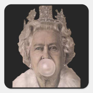 Queen Elithabeth England Uk bubblegum Vierkante Sticker