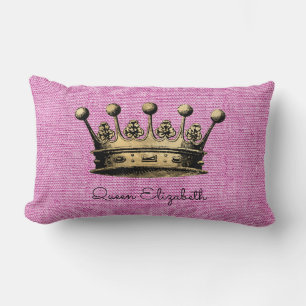 Queen Elizabeth Custom Name Royal Gold Crown Kussen