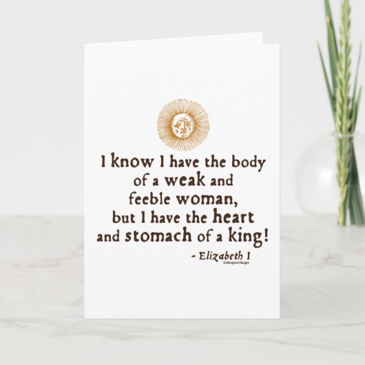 Queen Elizabeth I Tilbury Quote Kaart (Voorkant)