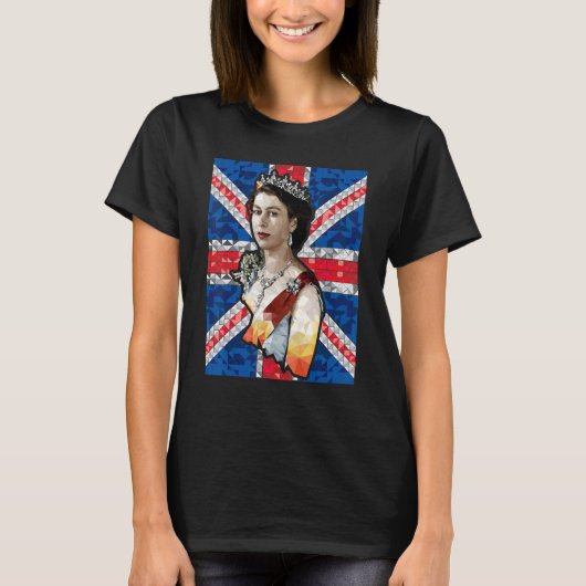 Queen Elizabeth's II British Crown Majesty Queen E T-shirt (Voorkant)