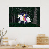 Queen Faery and Unicorn Forest Print (Keuken)