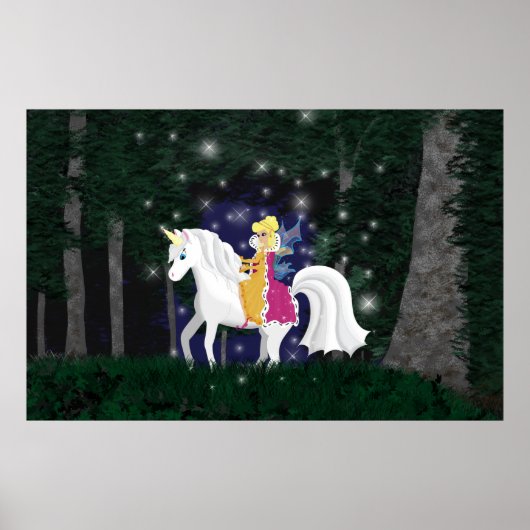 Queen Faery and Unicorn Forest Print (Voorkant)
