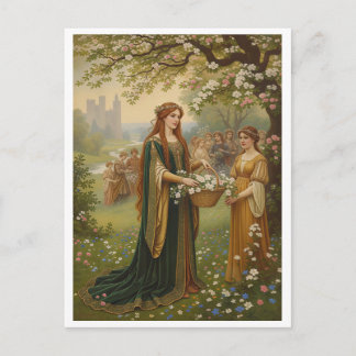 Queen Guinevere Flowers Pre-Raphaelite Briefkaart