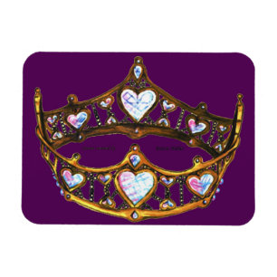 Queen Hearts Gold Crown Tiara royal paars magnet Magneet