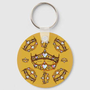 Queen Hearts Gold Crowns Tiaras mustard gold Sleutelhanger