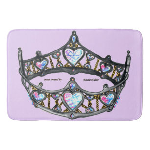 Queen Hearts Silver Crown Tiara roze lila bad Badmat