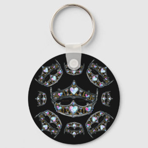 Queen Hearts Silver Crowns Tiaras zwarte sleutelha Sleutelhanger
