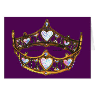 Queen Hearts Yellow Gold Crown Tiara royal paars
