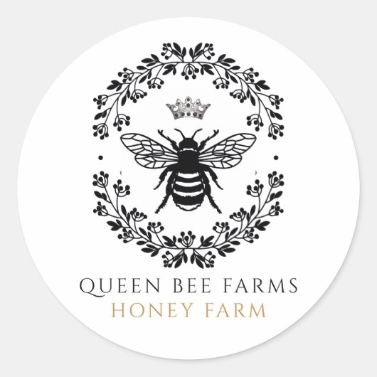 Queen Honey Bee Black White Gold Produit Étiquette (Devant)
