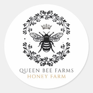 Queen Honey Bee Zwart Wit Goud Product Labels