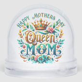 Queen Mom Floral Retro Typografie Sneeuwbol (Achterkant)