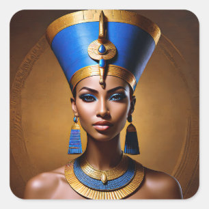 "Queen Nefertiti" Mooie oude Afrikaanse koningin Vierkante Sticker