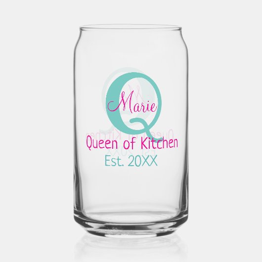 Queen of cuisine monogramme vert rose simple minim (Recto)