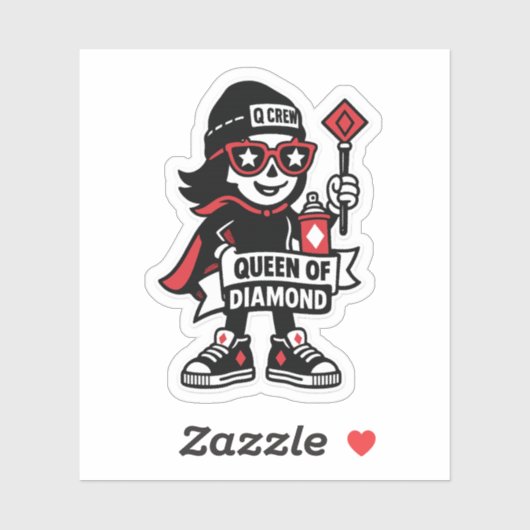Queen of Diamonds Street Mascot — High-Stakes Edit Sticker (Vel)