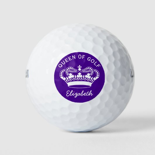 Queen of Golf Monogram Paarse golfballen (Voorkant)