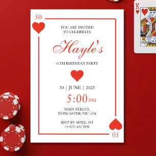 Queen of Hearts Casino Speelkaarten 50e Verjaardag Kaart