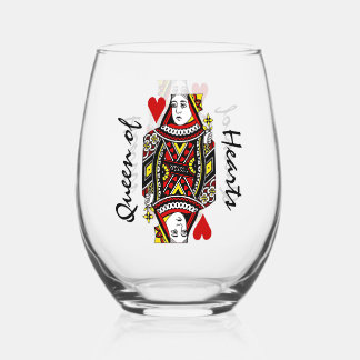 Queen of Hearts Design Stemless wijnglas Wijnglas Zonder Voet