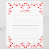 Queen of Hearts - Feuille de papier à liner rouge (Devant / Derrière)