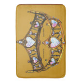 Queen of Hearts Gold Crown Tiara tapis de bain en  (devant Vertical)