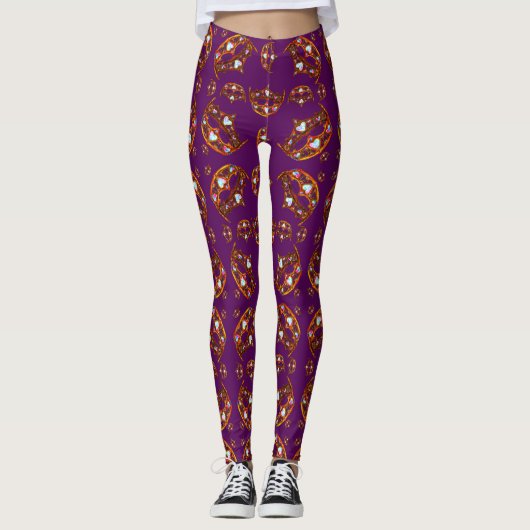 Queen of Hearts Gold Crowns Tiaras leggings violet (Devant)