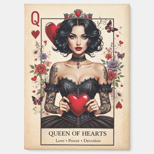 Queen of Hearts Gothic Tarot Fridge Magnet  (Recto)