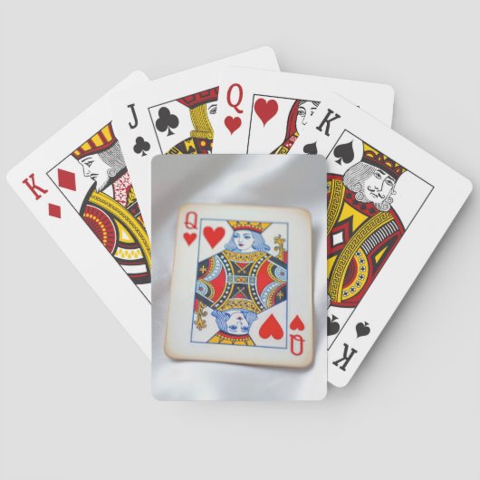 Queen of Hearts On White Satin Fabric Pokerkaarten (Achterkant)
