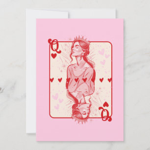 Queen of Hearts Pink Preppy Art Feestdagenkaart