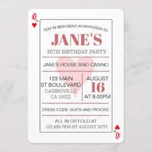 Queen of Hearts Poker Speelkaarten Verjaardag Kaart