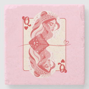 Queen of Hearts: Red Preppy Art Stenen Onderzetter