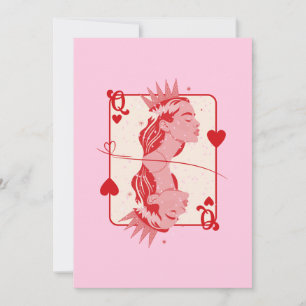 Queen of Hearts: rode en roze preppy kunst Feestdagenkaart