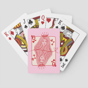 Queen of Hearts: rode en roze preppy kunst Pokerkaarten