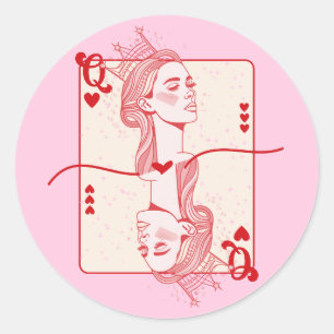 Queen of Hearts: rode en roze preppy kunst Ronde Sticker