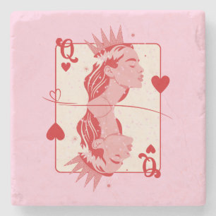 Queen of Hearts: rode en roze preppy kunst Stenen Onderzetter