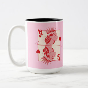Queen of Hearts: rode en roze preppy kunst Tweekleurige Koffiemok