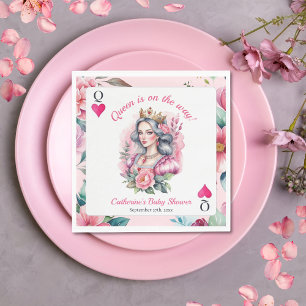 Queen of Hearts speelt Kaart roze Baby shower Servet
