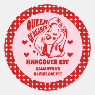 Queen of Hearts vrijgezellenfeest katerkit Ronde Sticker