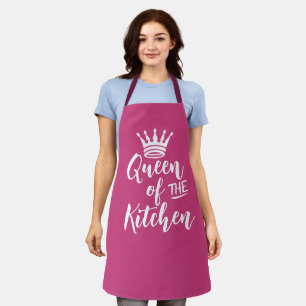 Queen of Kitchen Schort, Roze gepersonaliseerde mo Schort