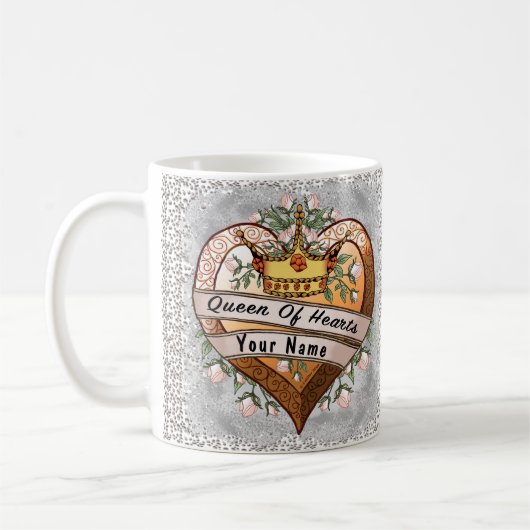Queen of My Heart nom personnalisé tasse (Gauche)