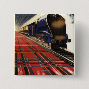Queen of Scots Pullman Train Vierkante Button 5,1 Cm