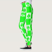 Queen of Spades Leggings Green White Checkers QoS (Gauche)