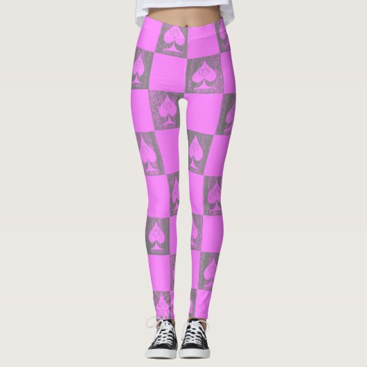 Queen of Spades Leggings Pink Fade Checkers QoS (Devant)
