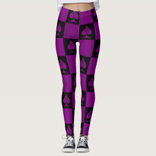 Queen of Spades Leggings Purple Checkers Style QoS