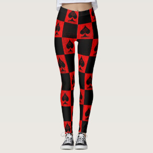 Queen of Spades Leggings Red Checkers Style QoS