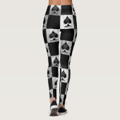 Queen of Spades Leggings Vérificateurs blancs Styl (Dos)