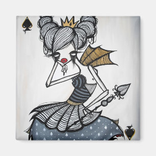 "Queen of Spades" Square Magnet Magneet