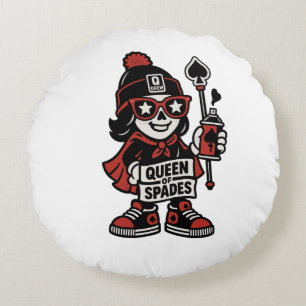 Queen of Spades Street Mascotte — Pro Grind Editie Rond Kussen