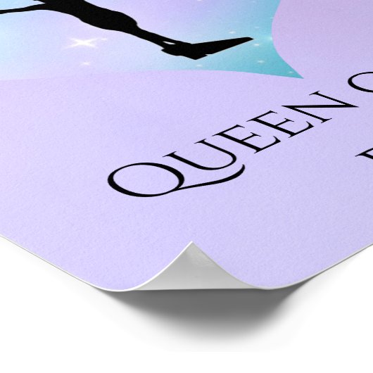 Queen of the Beam Gymnastiek Paarse Ombre Glitter Poster (Hoek)