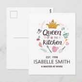 Queen of the Kitchen Custom Name Design Briefkaart (Voorkant / Achterkant)